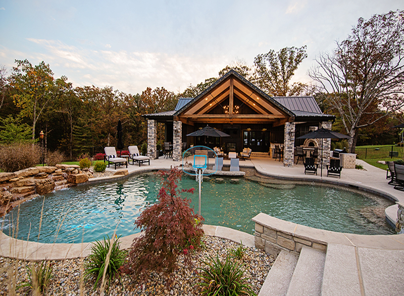 Wentzville Pool with Swim-Up Bar and Boulder Waterfall